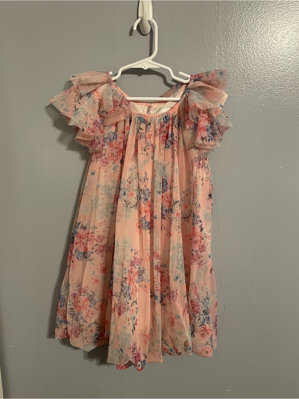 Rare Editions Pink Floral Ruffle Sleeve Dress